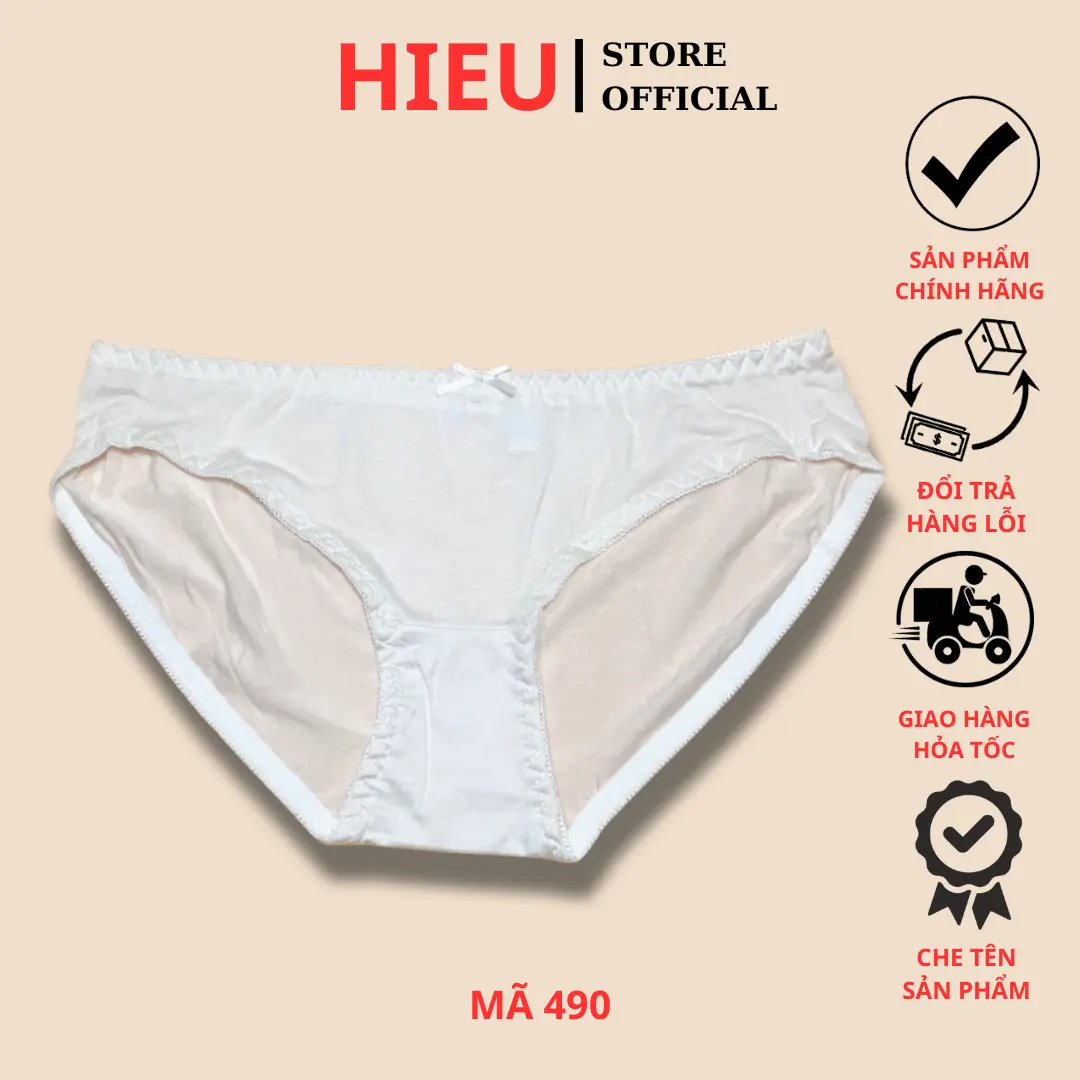COMBO 5 Quần Lót Cotton Trơn Thấm Hút Tốt Chất Vãi Mềm Mịn Hàng VNXK - 490