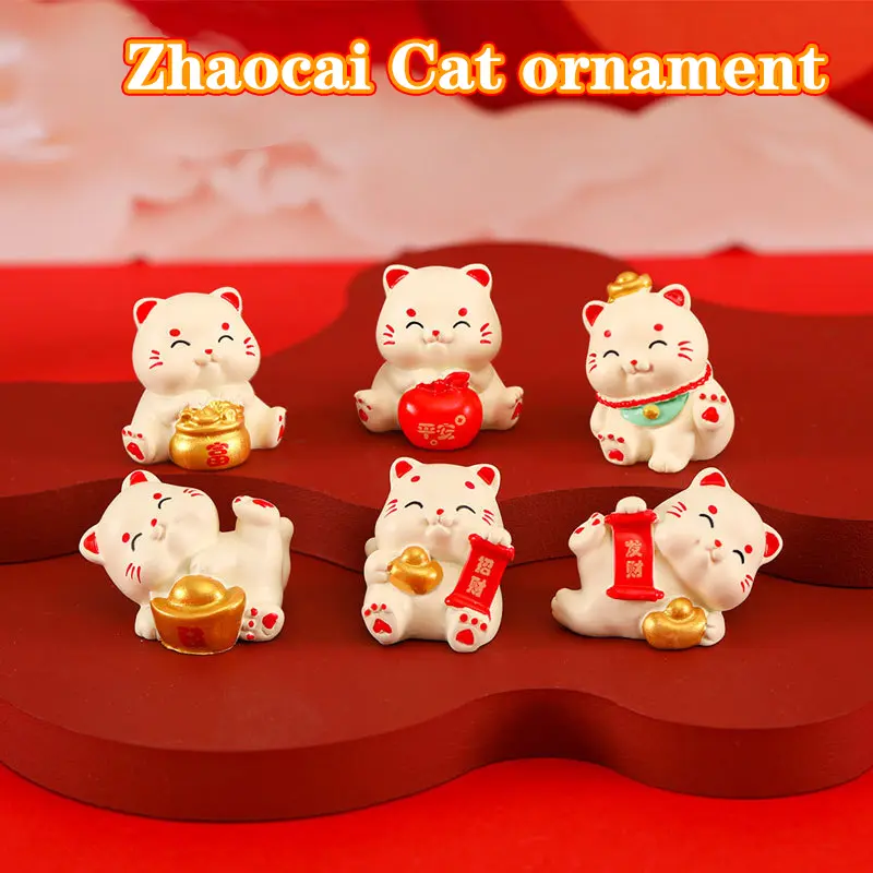 Cartoon Lucky Cat Decorative Accessories Environmental Resin Car Ornaments Micro Landscape