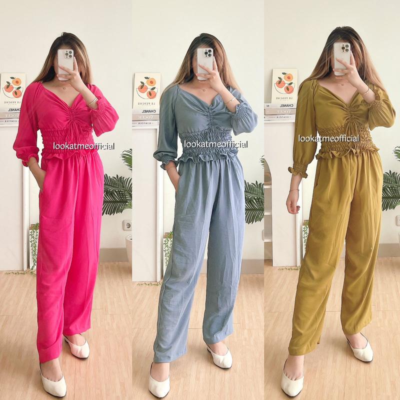 Product Introduction of lookatmeofficual - Giselle Set 2in1 Bahan Crinkle Premium 6793 Baju Celana 0