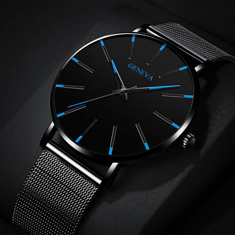 T Trendy Simple Mesh Strap Watch Men's Scale Quartz Daily Work Watch White Black New Style 2024