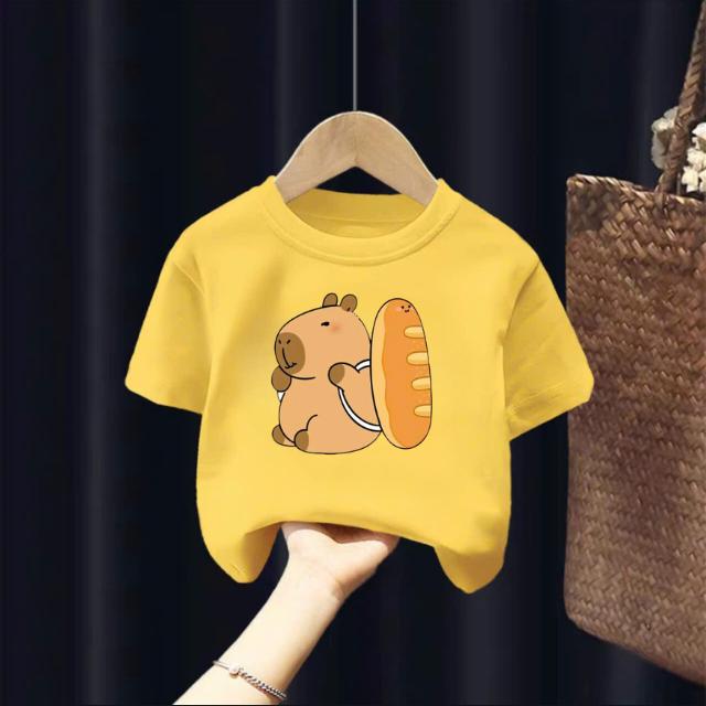 Áo bé capybara bánh mì Thủy Tiên, vải cotton, size 11-32 kg, thun chính phẩm 5