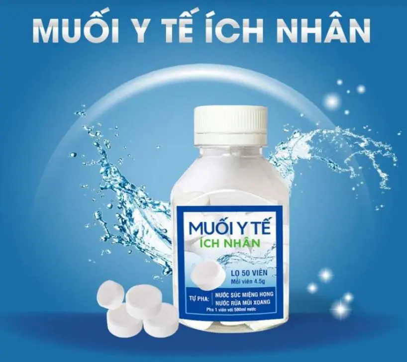 Muối y tế Ích Nhân pha nước vệ sinh mũi, hong lọ 50 viên