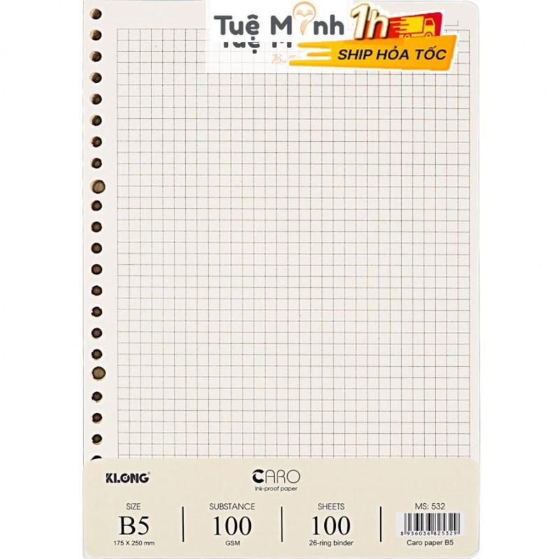 Giấy refill ruột sổ còng B5 Caro 100 tờ dày 100gsm, MS 532 làm binder KLONG