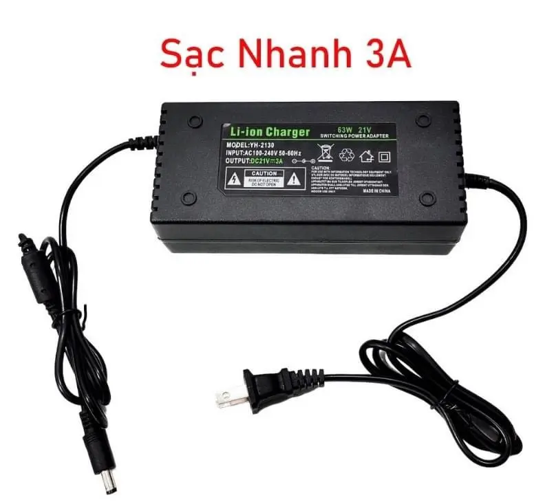 Sạc Nhanh Adapter 3A Cho Pin Máy Khoan, Máy Bulong Pin Trung Quốc Với Quạt Tản Nhiệt