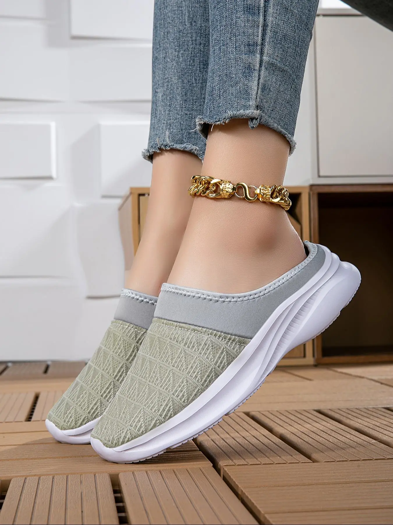 Women's Fashionable Plain Color Slip on Sandals, Casual Breathable Comfortable Flat Sandals for Summer, Lightweight Slip on Sandals for Daily Wear, Walking Shoes