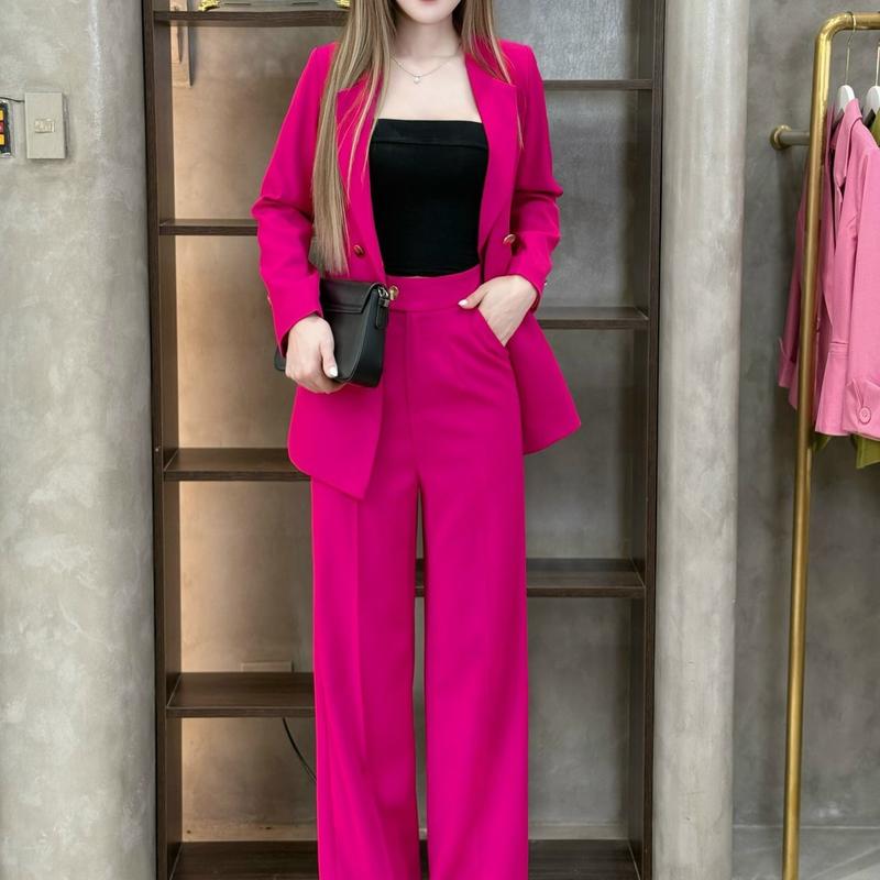 Bộ Vest Nữ 2 Món Áo Blazer Tay Dài 2 Lớp Quần Xuông Nhiều Màu PP291 4