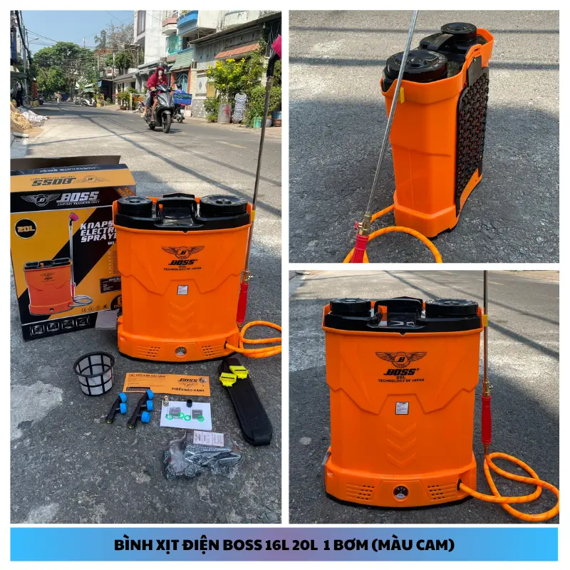 Bình xịt thuốc BOSS 16 lít 1 bơm gọn nhẹ vỏ bình cứng cáp trọng lượng 4.5Kg thời gian sử dụng 5-7 tiếng 3