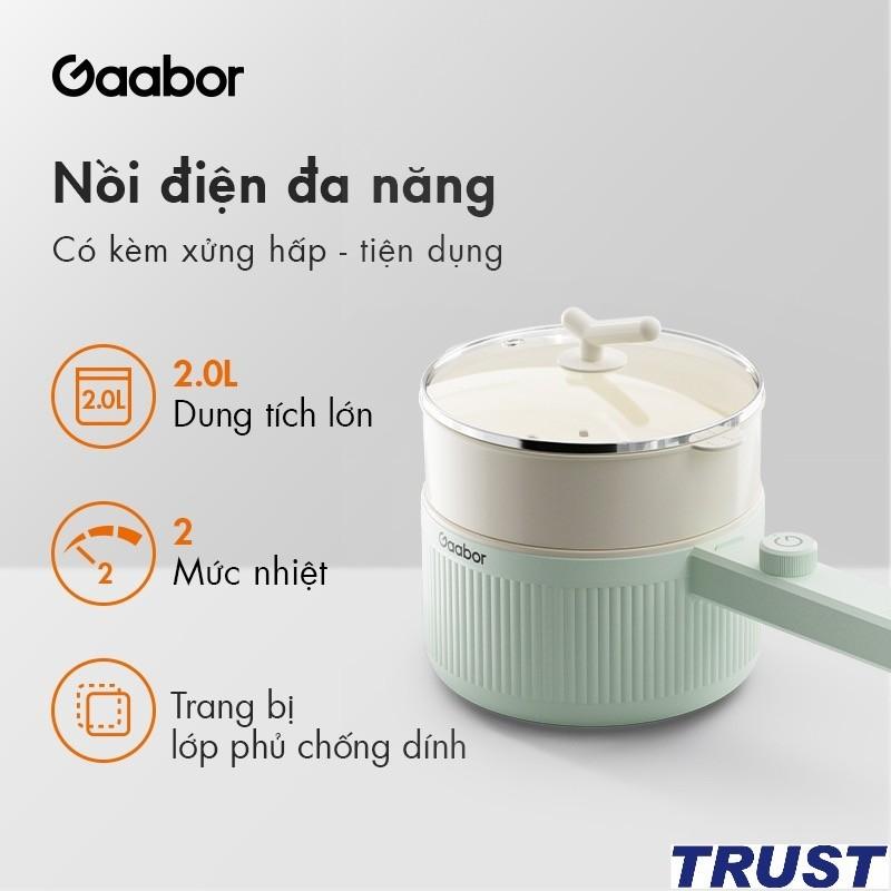 Nồi điện đa năng dung tích 2L GAABOR EC-20M01A kèm xửng hấp, công suất 600W
