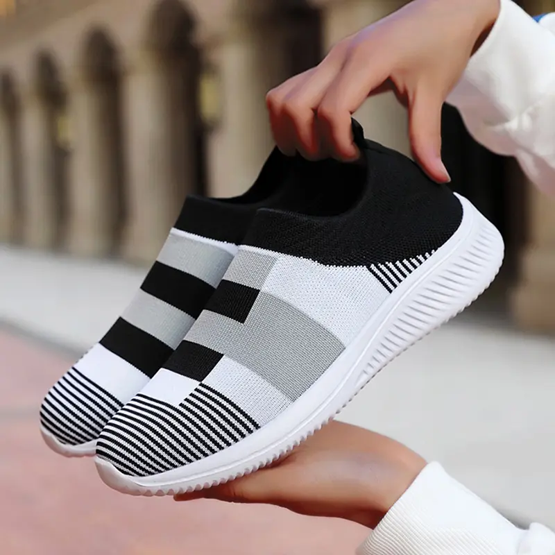 2024Women's Sneakers Casual Shoes Fashion 2024 New Trainers Comfortable Sneakers Women Slip On Sock Woman Shoes Ladies Flat Shoes