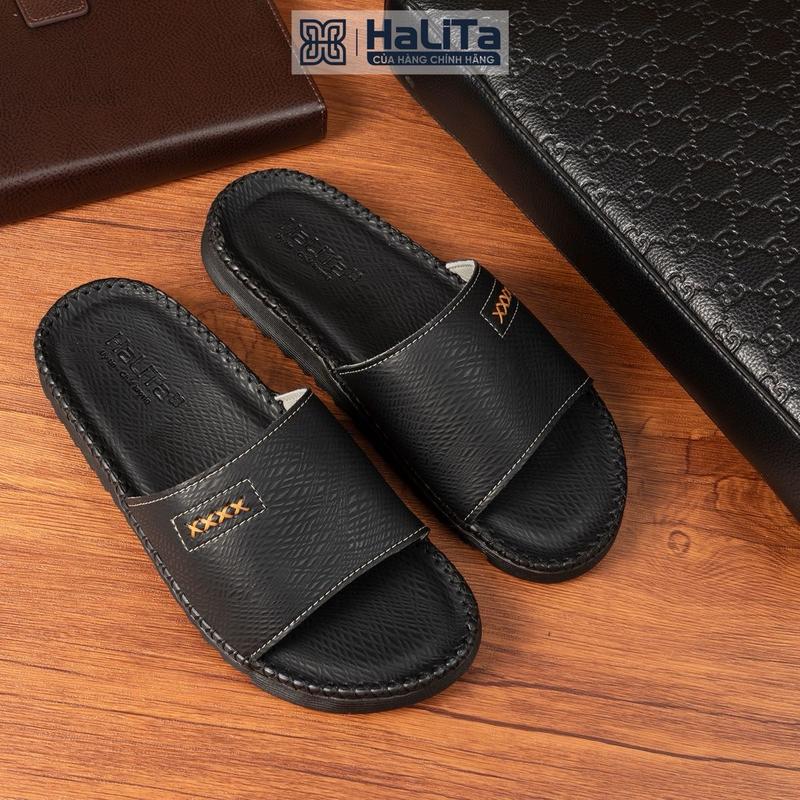 [ HaLiTa ] Dép Nam Đẹp Doctor Da Chống Nhăn Cao Cấp , Hạn Chế Trầy Xước , Đế Cao Su Nhẹ Và Êm , Thiết Kế Răng Cưa Bám Đường Tốt .