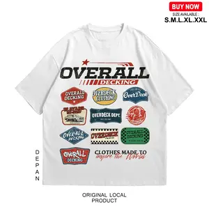 OverallDecking Boxy Cut T-Shirt cotton 20s Kaos Pria Vintage Logo White