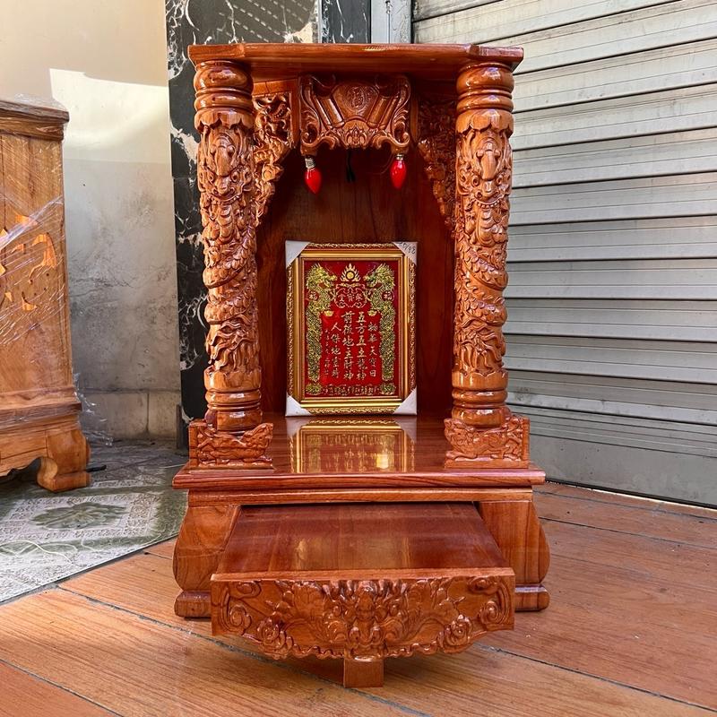 [BÁN CHẠY_HÀNG DÀY LOẠI 1] Bàn thờ thần tài ông địa gỗ xoan đào trụ cột rồng 42cm màu nâu màu vàng đẹp đay  giá rẻ hàng dày chắc chắn  Trang Trí Nhà Decor Phòng
