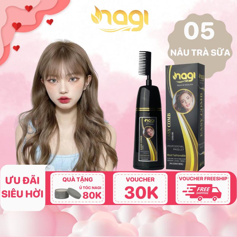 Nagi- Dầu gội nhuộm tóc màu Nâu Trà Sữa Đổi Màu Tóc Dưỡng Tóc