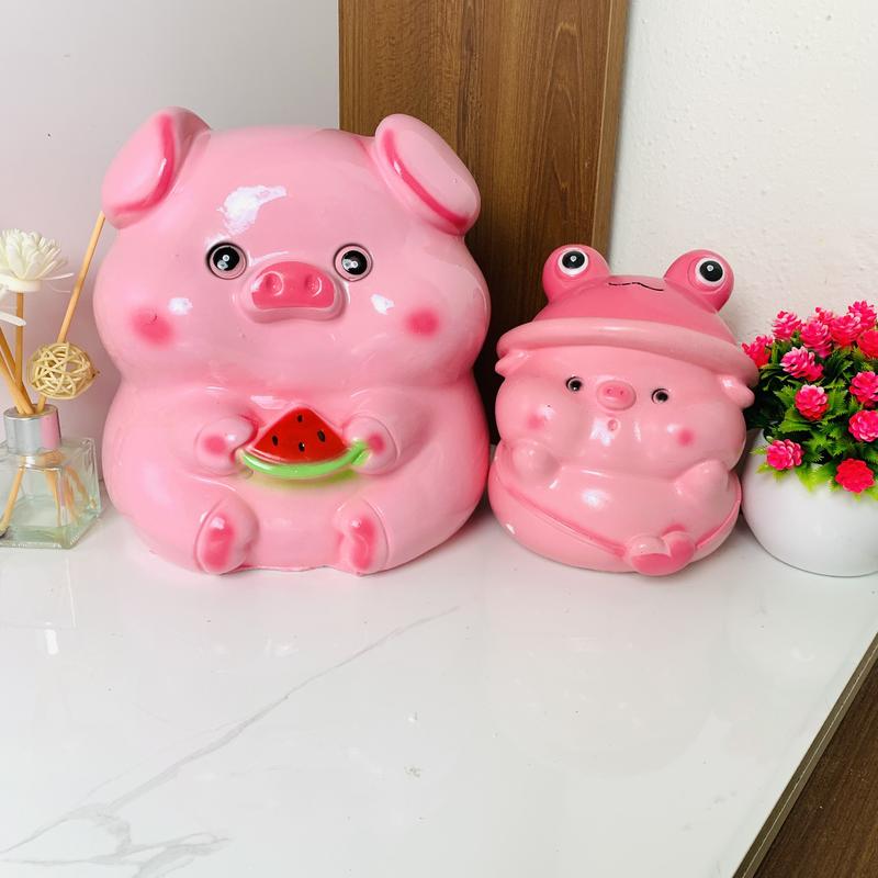  Heo đất tiết kiệm Heo Ôm Dưa Hấu size to cute đáng yêu Ống Tiết Kiệm Đựng Tiền Ống Heo 