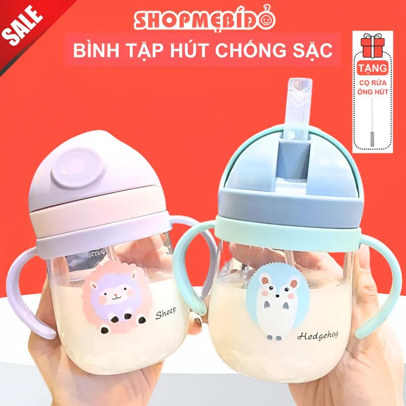 Bình tập uống nước cho bé chống sặc giúp bé tập hút ống hút silicon an toàn cho bé Shop Mẹ Bí Đỏ