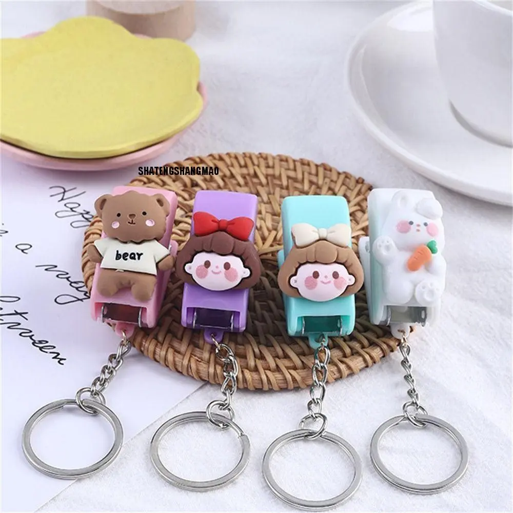 SHATENGSHANGMAO Creative School Supplies Convenient Macaron Color Stationery Student Stapler Key Chain Mini Stapler Keychain Stapler Pendant Stapler Key Ring