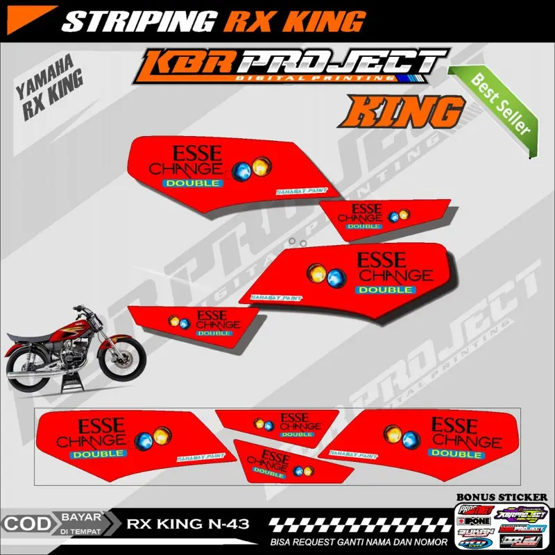 RX KING ESSE STIKER  STRIPING PREMIUM MOTOR KEREN LIS VARIASI YAMAHA N.43 HOLOGRAM TRANSPARAN COD Motorcycle 2