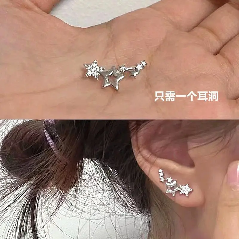 Hoa Tai Zircon Ngôi Sao Họa Tiết Dễ Phối Đồ Thanh Lịch Và Tối Giản, Dành Cho Phụ Nữ, Thiết Kế Độc Đáo Cảm Giác Cao Cấp, Xu Hướng Mới, 2025