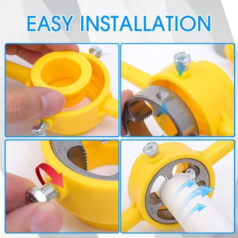 Bộ dụng cụ nhựa, 6 chiếc, Máy làm PVC và NPT, 1, 2, 3, 4, 1, Dụng cụ ren đường ống nước, Bộ cờ lê vòi chết 3