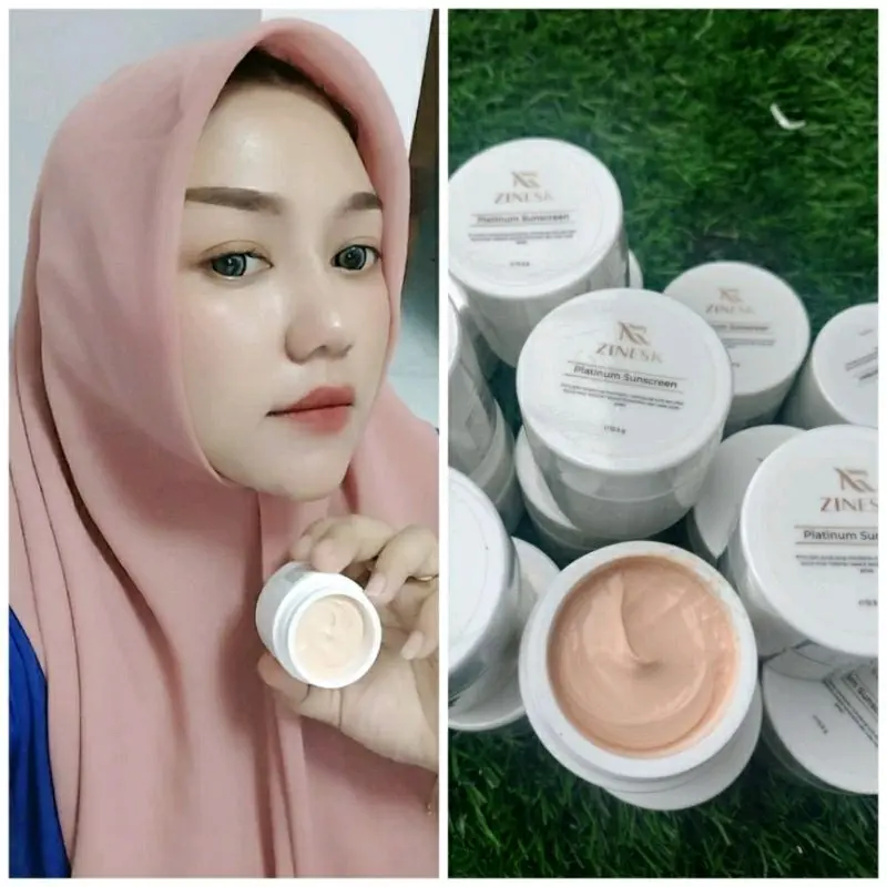 SUNCREEN ZINESK PLATINUM SEKALI OLES GLOWING - BPOM SUNSCREEN Wajah Facial Vitamin Mengencangkan Memutihkan Sunblock 6