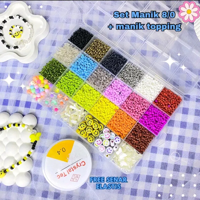 Paket Manik Manik DIY Bahan Aneka Kerajinan / Set Manik Manik DIY Lengkap Aestehetic Kalung Gelang Cincin / Paket Box Manik Manik bahan kerajinan 0