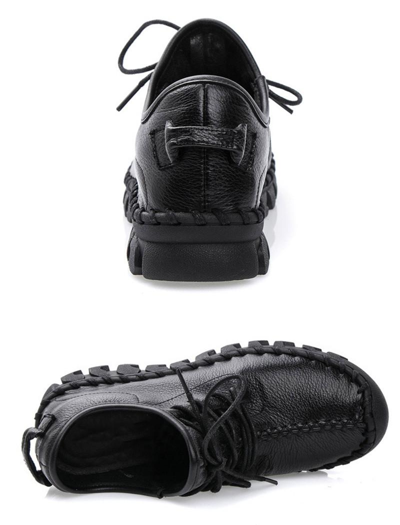 Product Introduction of Women Female Genuine Leather White Shoes Flats Loafers Lace Up Sports Breathable Vulcanized Shoes Plus Size 41 42 5