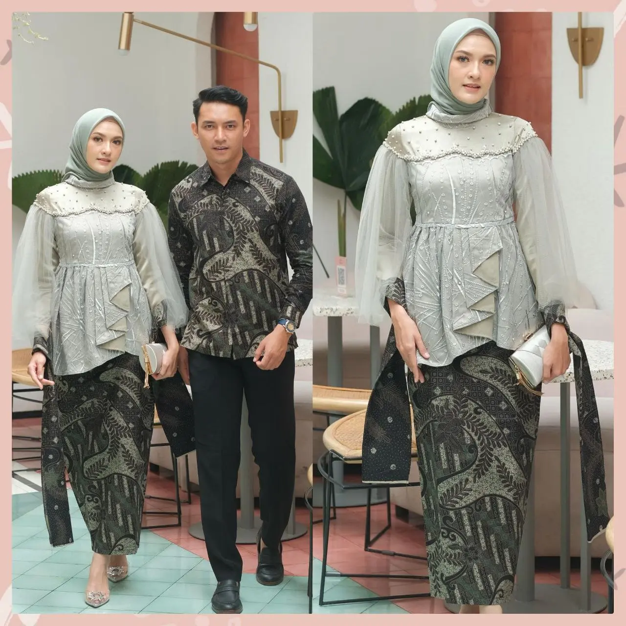 Kebaya Brukat Modern Baju Batik Pasangan tunangan kondangan pesta Kebaya brokat couple Kebaya Wisuda modern Baju lamaran couple terbaru 2022