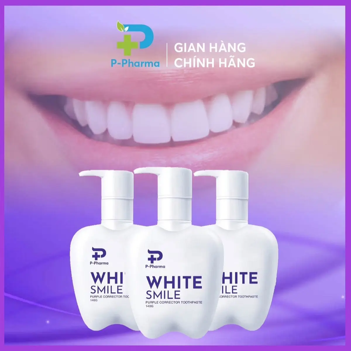 Combo 3 Hộp Kem Đánh Trắng Răng White Smile hộp 140gram