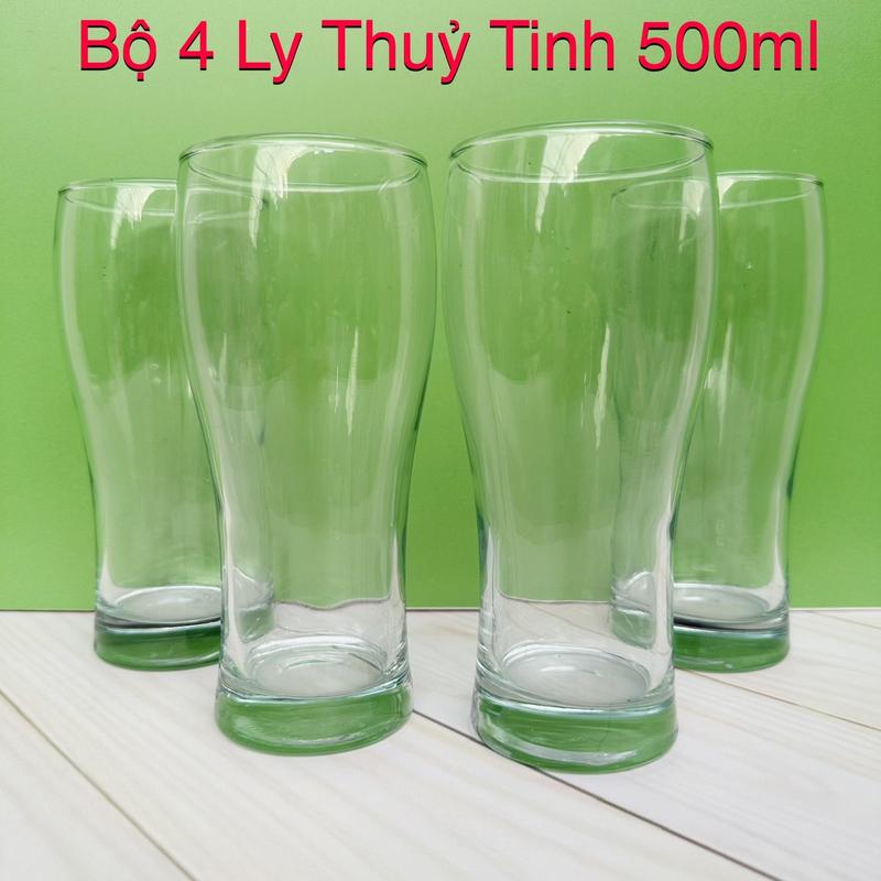 4 Cốc Thuỷ Tinh Lớn 500ML - Ly uống bia, nước , cà phê