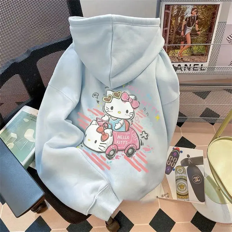 Áo Len Có Mũ Lái Xe Hello Kitty, Phong Cách Graffiti Vui Nhộn Độc Đáo Của Mỹ, Dành Cho Nam Và Nữ, Áo Khoác Bó Sát Dáng Rộng, Thích Hợp Cho Mùa Thu Và Mùa Đông, 2024
