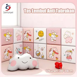 Wallpaper Dinding Kamar Tidur Anak【34CM*34CM】Wallpaper 3D Foam Aesthetic Tahan Air Stiker Dinding Headboard Bed Kedap Suara