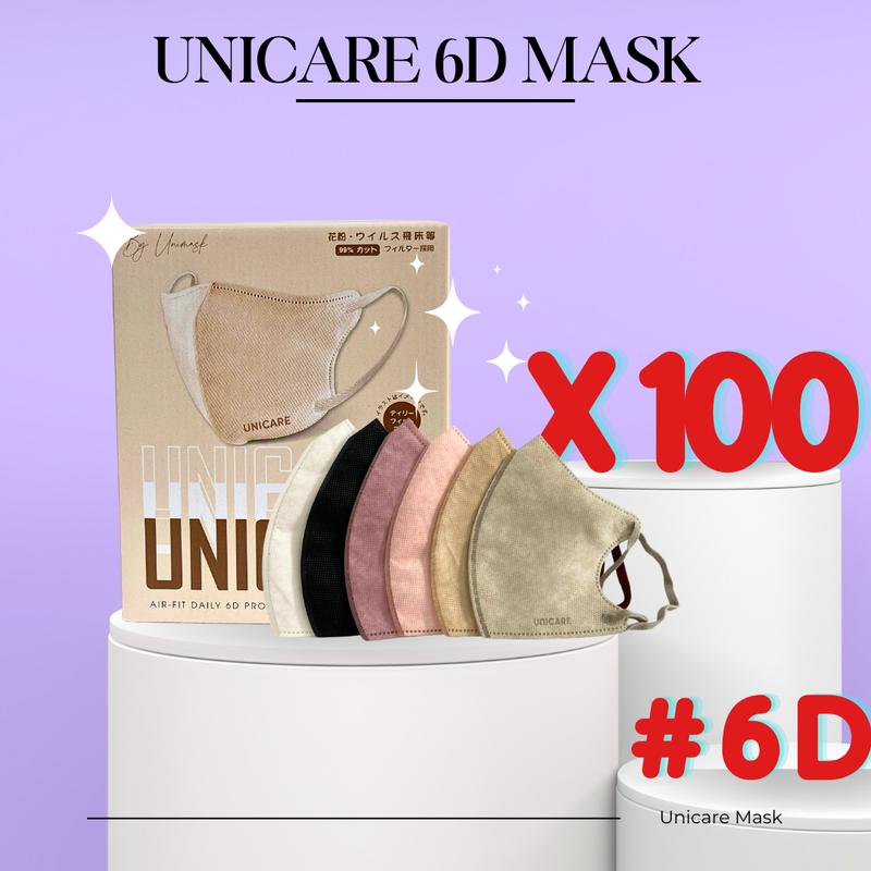 UNICARE Combo 100 Chiếc Khẩu Trang 6D Thế Hệ Mới 6 Màu Thời Trang 3 Lớp Kháng Khuẩn việt nam trắng quai trắng Phụ Kiện