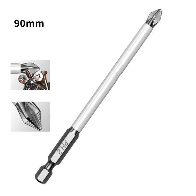 Kepala Model Magnetik, Reka Bentuk Tidak Licin, Bit Batang Hex PH2 Skru Silang, 25-150mm, 1 Keping Alloy Electric 0