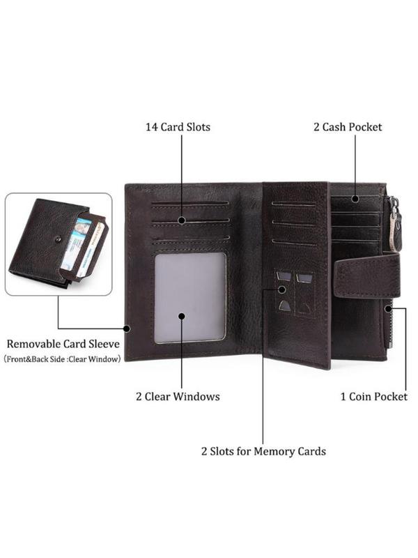 Men's Business Style Plain Color RFID Blocking Short Wallet, Casual Trendy Bifold Wallet, Fashionable Wallet for Daily Use As Gift with Gift Box for Men 2