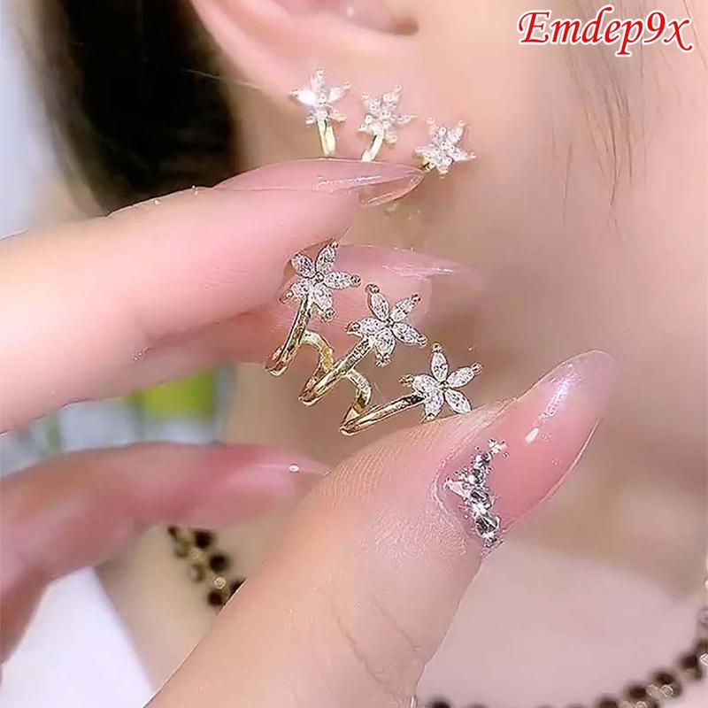 Bông tai vành hoa mai tua rua MSC545GI947 - cherry kẹp vành tai