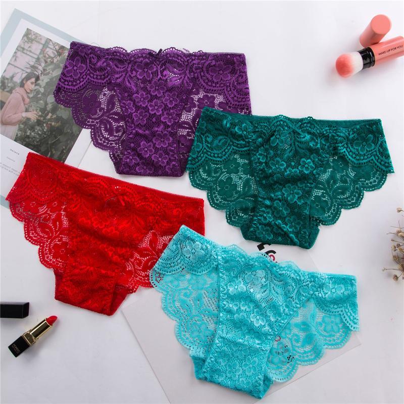 Luxury Floral Embroidery Lace Panties Women Briefs Hollow Lingerie Female Underwear Ladies Breathable Underpants 2
