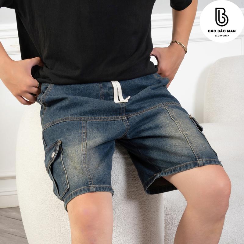 Quần short Đùi ngố Quần short sooc jean nam túi hôp from trên gối 3 màu 4 size năng Động, cá tính baobaoman Menswear