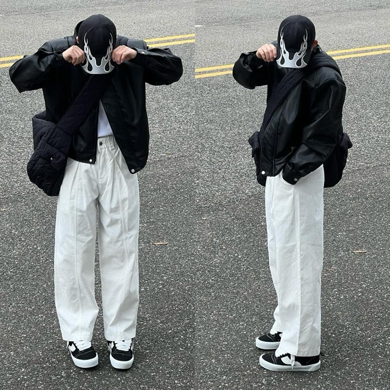 Quần Kaki Line Xếp Ly Ống Rộng Nam Nữ . Kaki Pant Line Xếp Ly Unisex Menswear có túi Ong Nhung 3