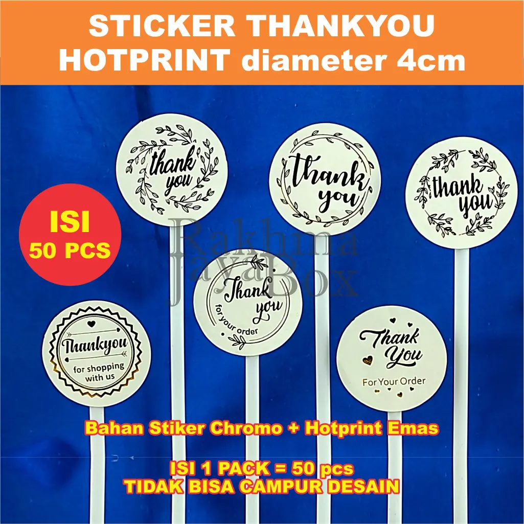STIKER LABEL THANKYOU OLSHOP BULAT HOTPRINT EMAS CHROMO