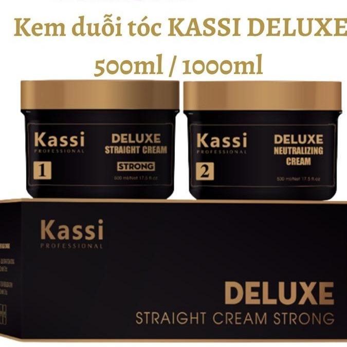 Kem duỗi tóc Kassi Deluxe 1000ml/ 2 hộp sản phẩm cho salon chuyên nghiệp, duỗi tóc thẳng tự nhiên ,mềm mượt