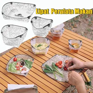 Lipat  Peralata Makan Mangkuk Lipat Ultra-ringan Portabel Piring Berkemah Portabel Dapat