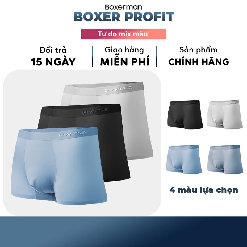 Combo 3 Quần boxer nam PROFIT sịp thun lạnh cao cấp BOXERMAN Menswear Quần Lót