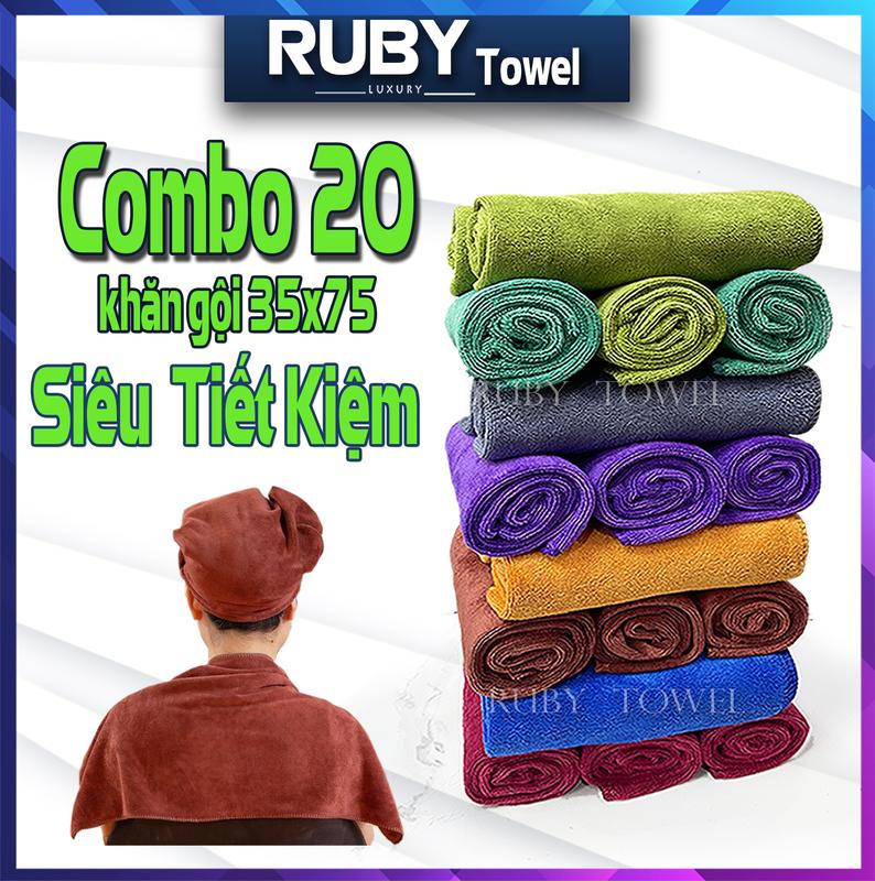 Combo 20 Khăn gội đầu quấn đầu kt 35*75cm siêu thấm nước cho spa salon tóc và gara ô tô Khăn Tắm Nhà Tắm Multicoloured Có thể tái sử dụng Beige Chống rách tang