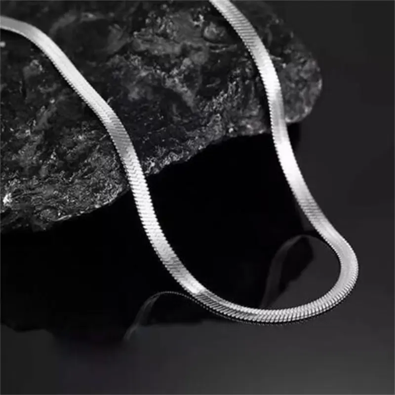 Dây Chuyền Xương Rắn, Chất Liệu Thép Titan, Thời Trang, Đơn Giản, Cá Tính, Dây Chuyền Phẳng, Thích Hợp Cho Áo Len Unisex 8