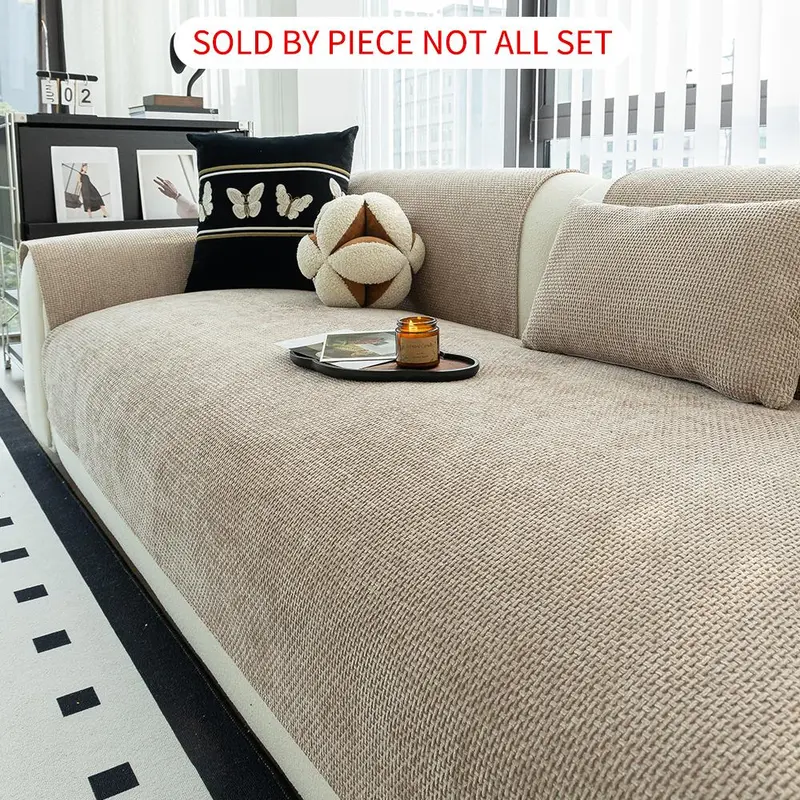 Solid Color Couch Cover, 1 Count Non-slip Sofa Slipcover, Decorative Dust Cover for Home Living Room, Sofa Protector for Pet, Home Decor 4
