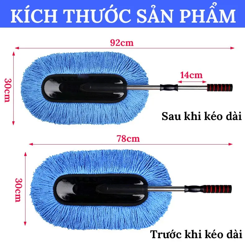 Chổi rửa xe ô tô - Chổi lau xe ô tô sợi mềm chất liệu Microfiber cán điều chỉnh độ dài Phụ Kiện vệ s van x abong 5