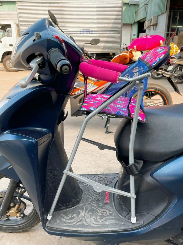 GA XẾP + 2 DÂY ĐAI Ghế ngồi xe VISION cho bé Ghế ga xếp sắt sơn tĩnh điện gấp gọn được an toàn cho bé ghế xe máy Vision