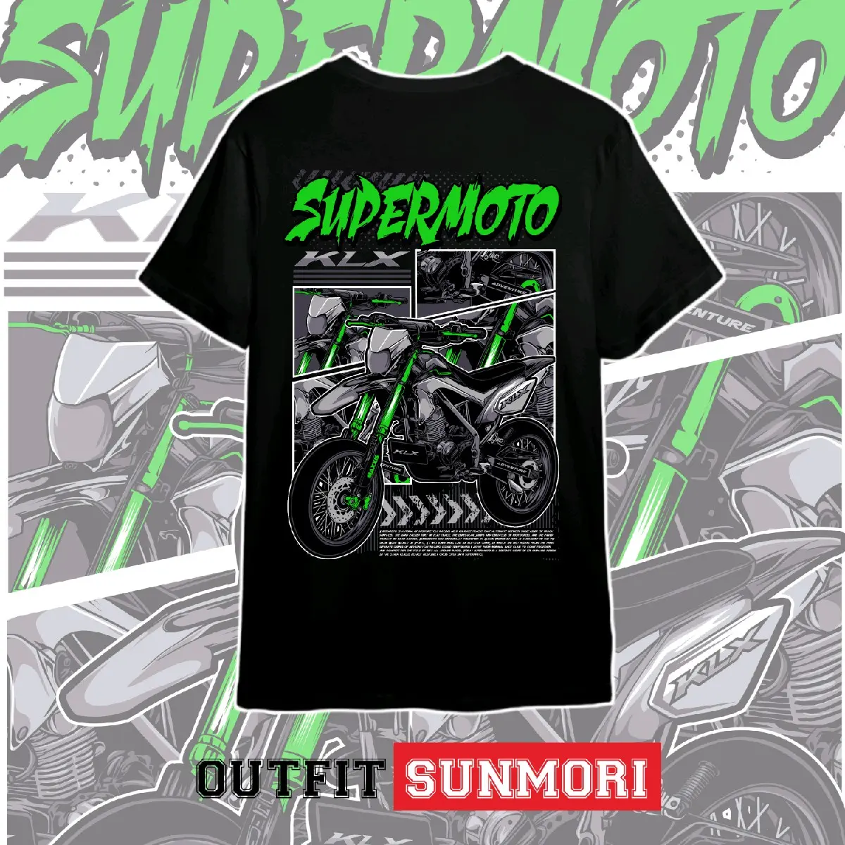 KAOS KLX SUPERMOTO BAHAN COTTON COMBED 24s PREMIUM
