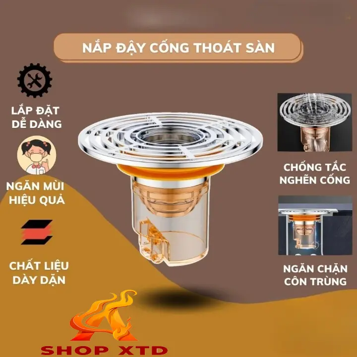 Nắp Đậy Cống Thoát Nước, Ngăn Mùi Thoát Sàn Nhà Tắm Chống Nghẹt Hiệu Quả  Lõi Chống Côn Trùng Sàn Lọc Bao Khử Mùi Phòng Tắm Vệ Sinh Cống Tắm Thoát 0