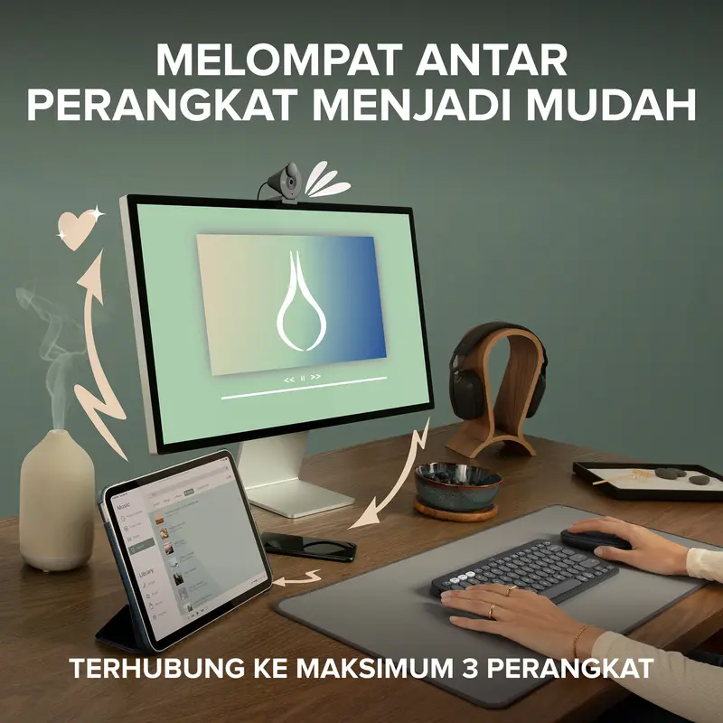 Logitech Pebble 2 M350s Mouse Wireless Bluetooth Slim Silent dilengkapi dengan Baterai untuk Laptop, Computer. Komposisi bahan lebih dari 50% Plastik Daur Ulang Ramah Lingkungan 3